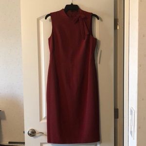 Maggy London tie neck sheath, midi length